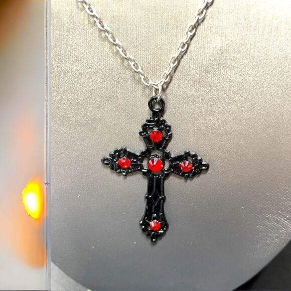 Unisex l Cross Series l Rhinestone Necklace l New - Picture 1 of 7